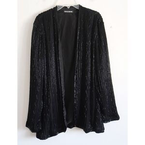 Windsmoor Black Beaded Silk Jacket - Size Small